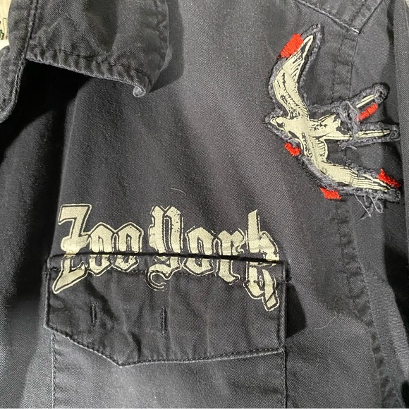 Zoo York Y2K Men's Large Long Sleeve Button Embroidered Shirt Skull Streetwear - Picture 5 of 14